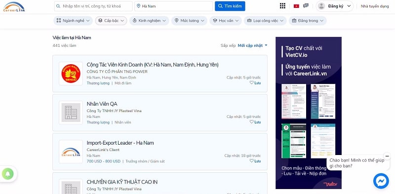 Top những trang web tìm kiếm việc làm tại Đồng Văn Hà Nam